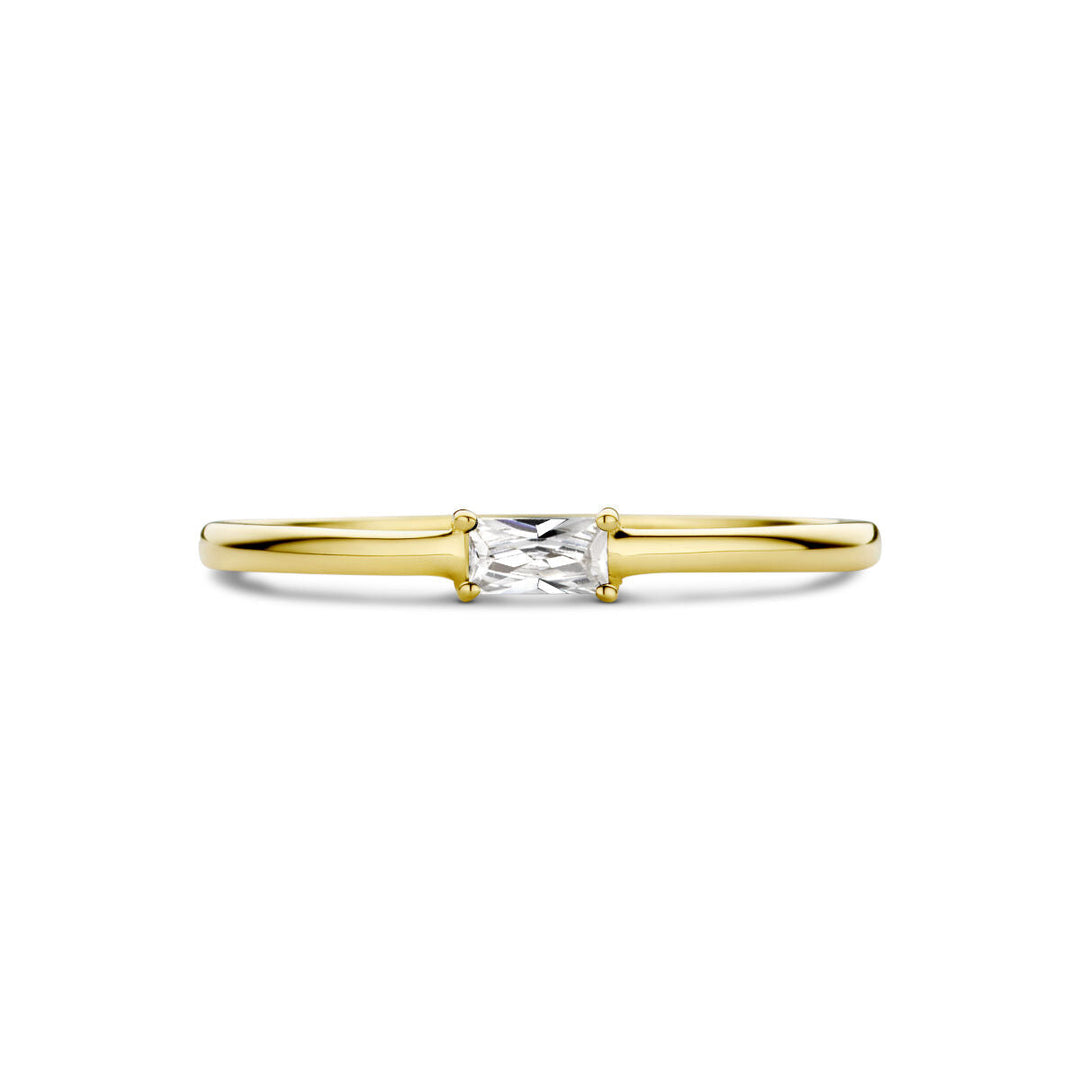 ring met geboortesteen zirkonia april 14K geelgoud