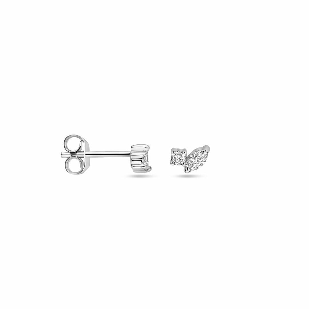 oorknoppen diamant 0.24ct (2x 0.12ct) h si 4 mm 14K witgoud