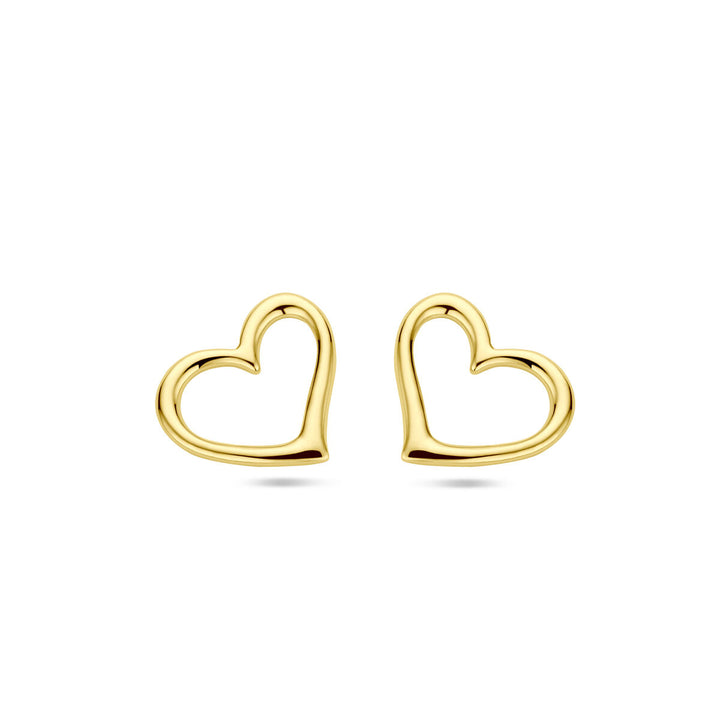 oorknoppen hart 1 micron zilver verguld (geel)
