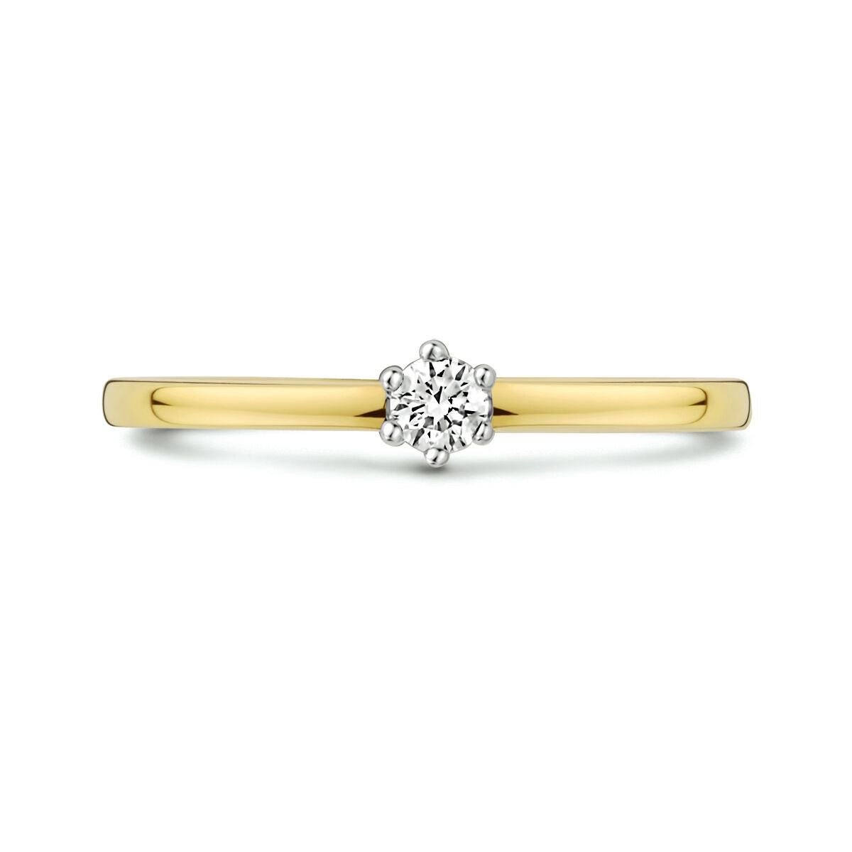 pierścionek diament 0.10ct h si 14K bicolor złoto żółte/białe