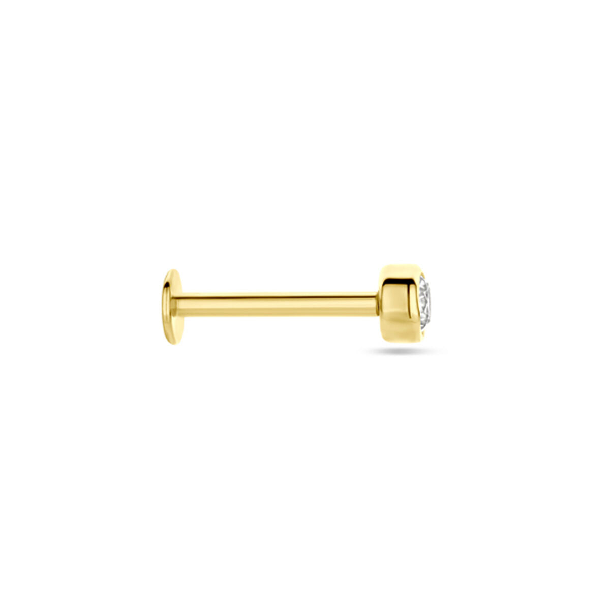piercing z cyrkonią 3 mm 14K żółte złoto