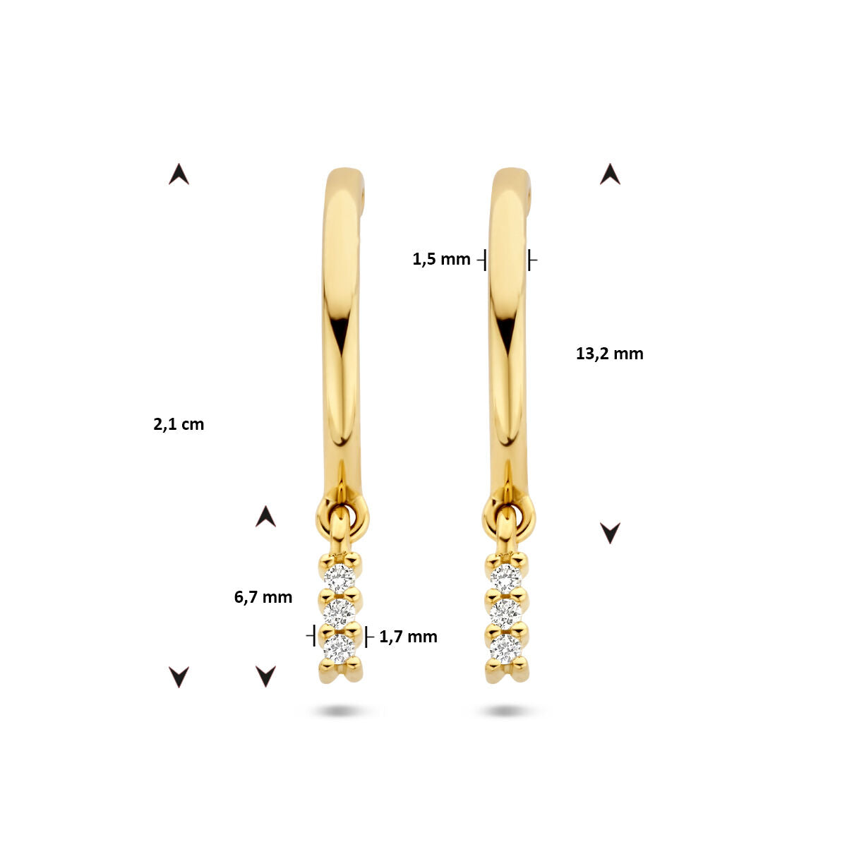 stekerożki diament 0.05ct (2x0.025ct) h si 14K żółte złoto