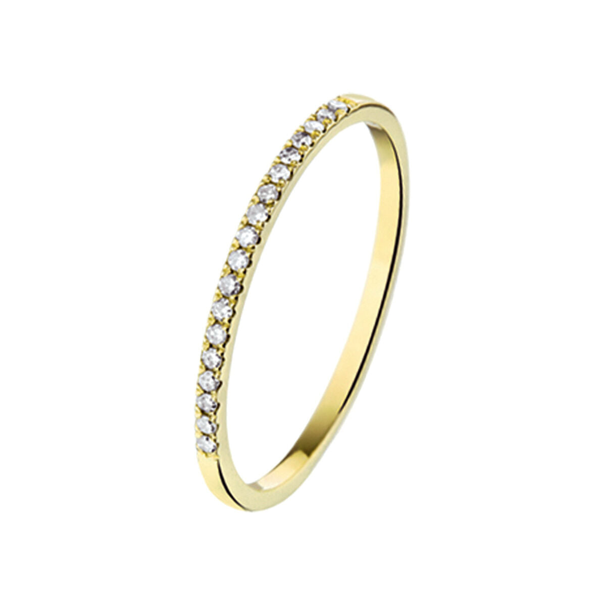 srebrny pierścionek z diamentami 0,09 ct w oprawie z 14K żółtego złota