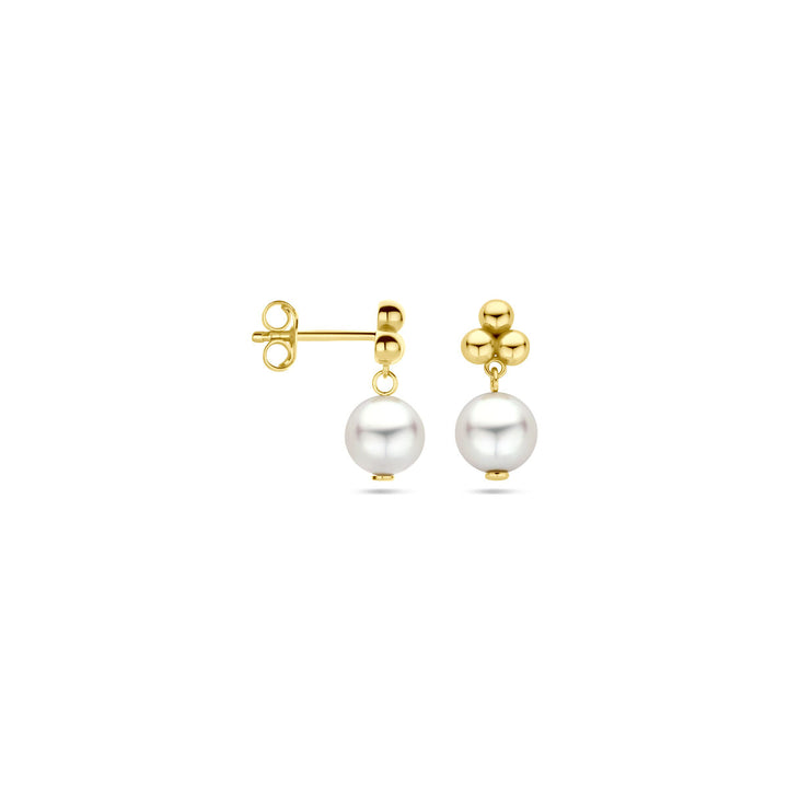 oorknoppen parel 15 mm 14K geelgoud