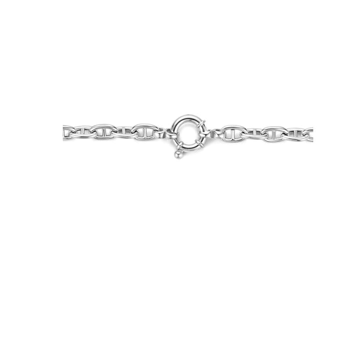 De Van der Kooij Collectie collier marine, 7,1 mm breed en 45 cm lang in gerhodineerd 925 zilver met groot springslot, is een elegante dames ketting voor elke gelegenheid, afgebeeld op een witte achtergrond.