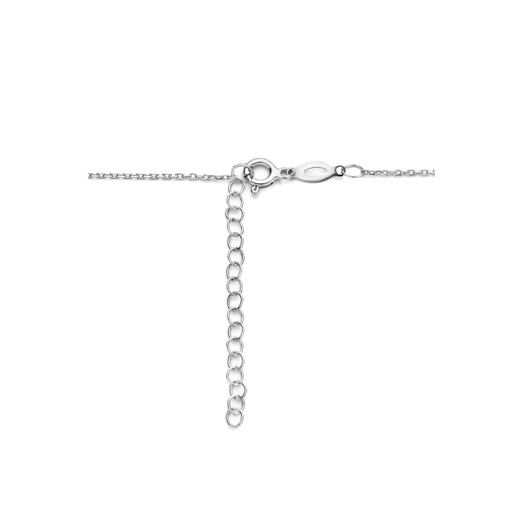 collier zirkonia 41 + 4 cm halo zilver gerhodineerd