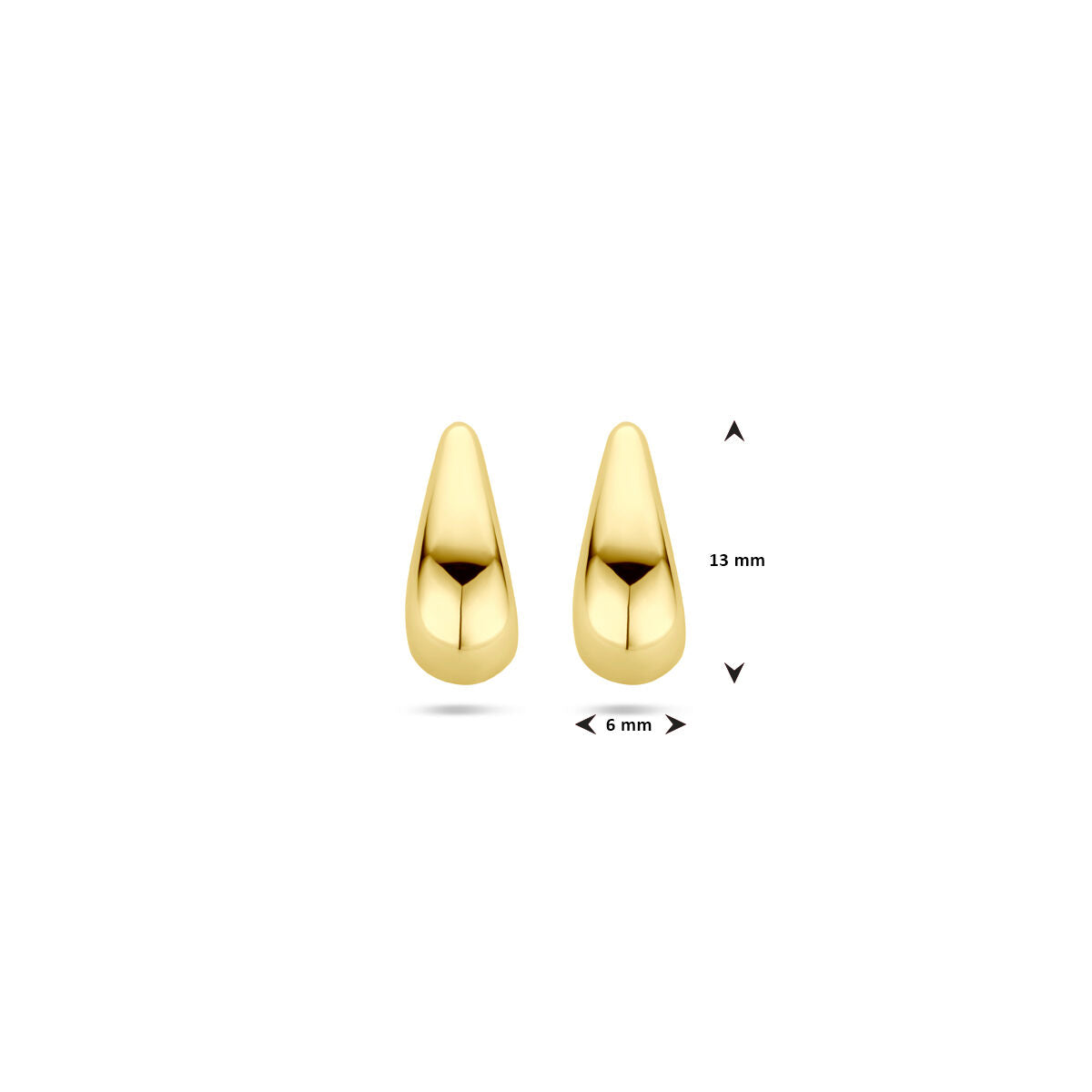 kolczyki wkrętki kropla 13 mm 14K żółte złoto