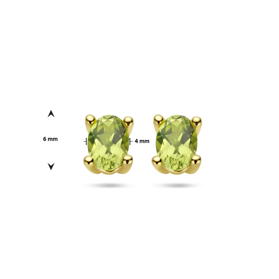 oorknoppen peridot 14K geelgoud