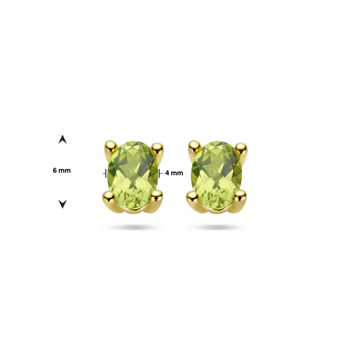 kolczyki wkrętki peridot 14K żółte złoto