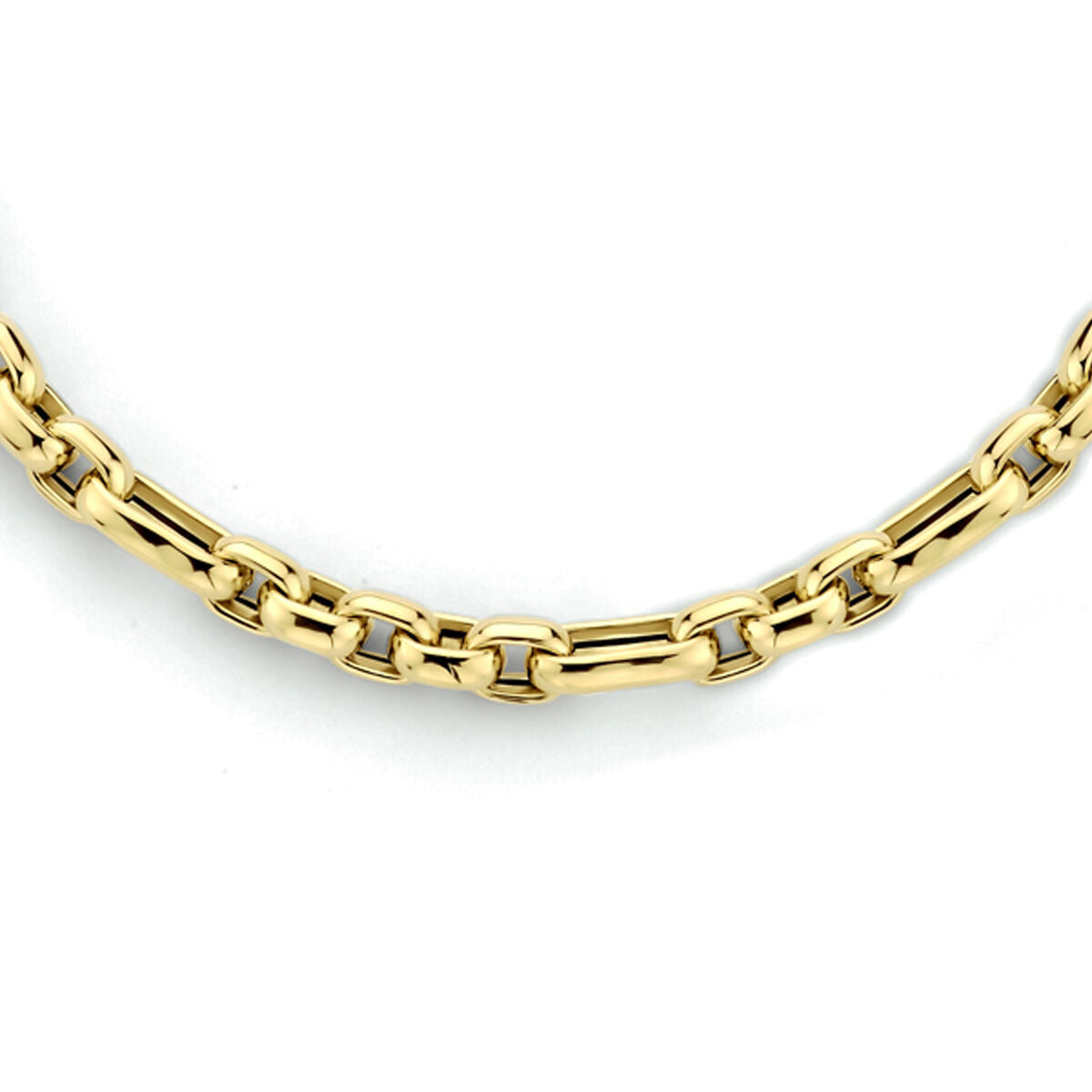Collier van 14K geelgoud met ankerketting, 4,8 mm breed en 45 cm lang.