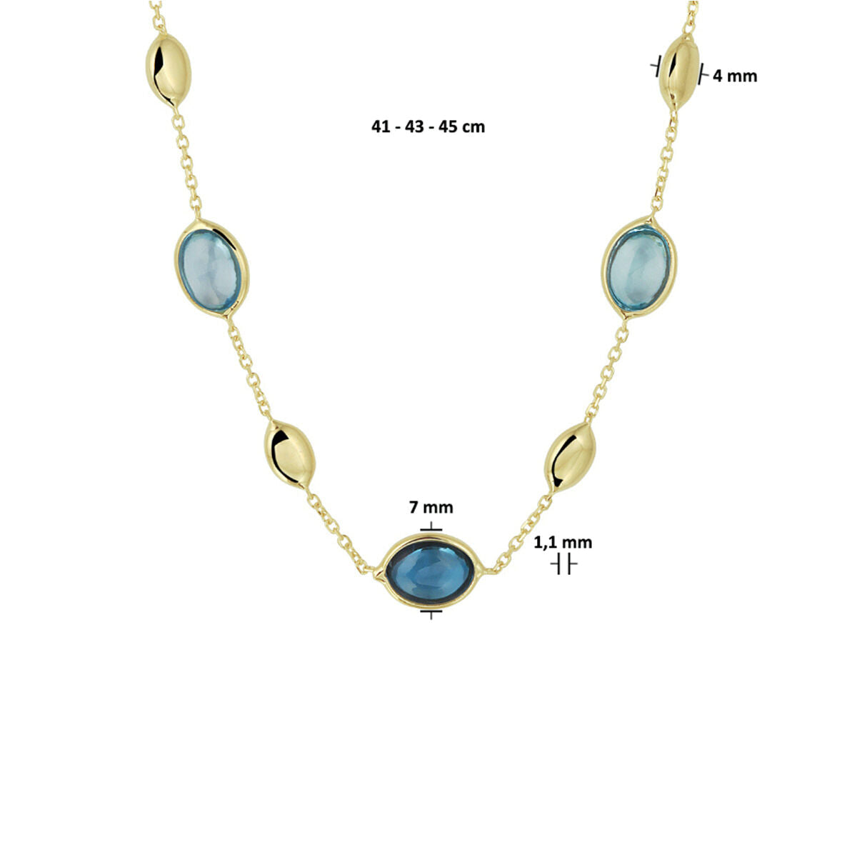 Złoty damski naszyjnik london blue i niebieski topaz 14K