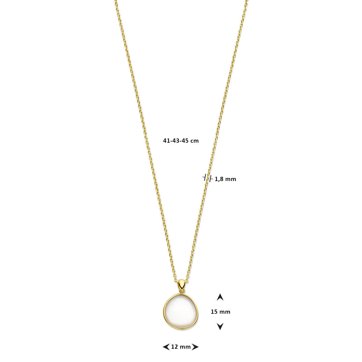 collier parelmoer 41 - 43 - 45 cm 14K geelgoud