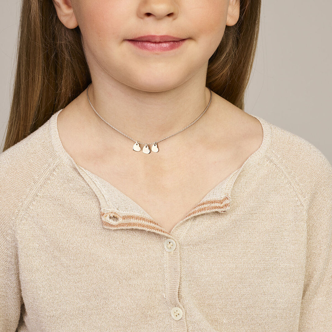 collier hartjes 36 + 2 cm zilver gerhodineerd