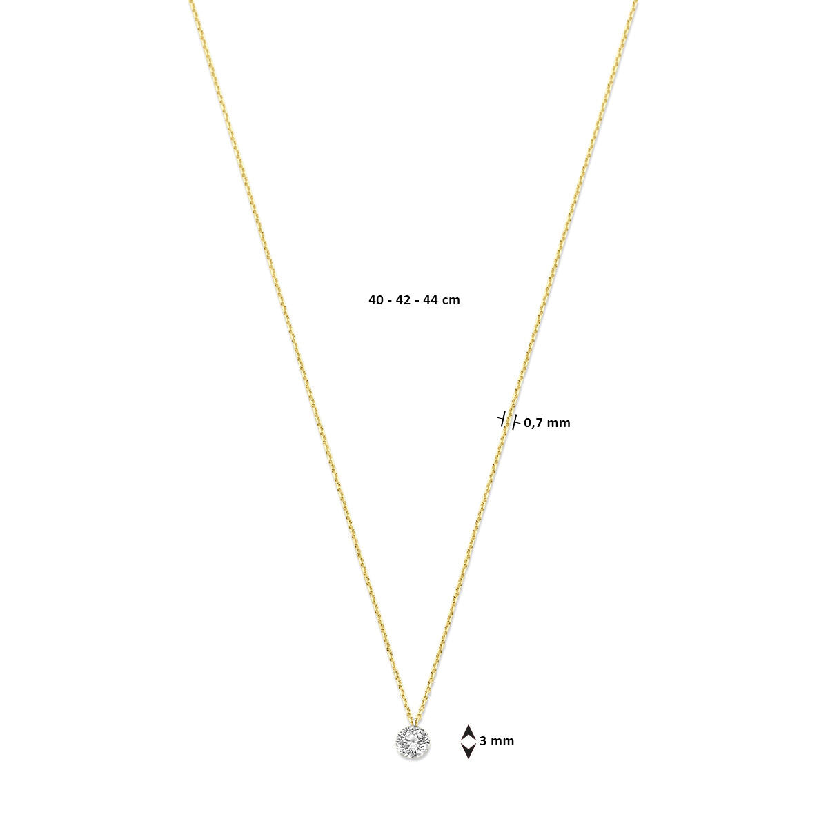 naszyjnik z lab-grown diamentem 0,7 mm 40 - 42 - 44 cm 0.25ct g si 14K żółte złoto