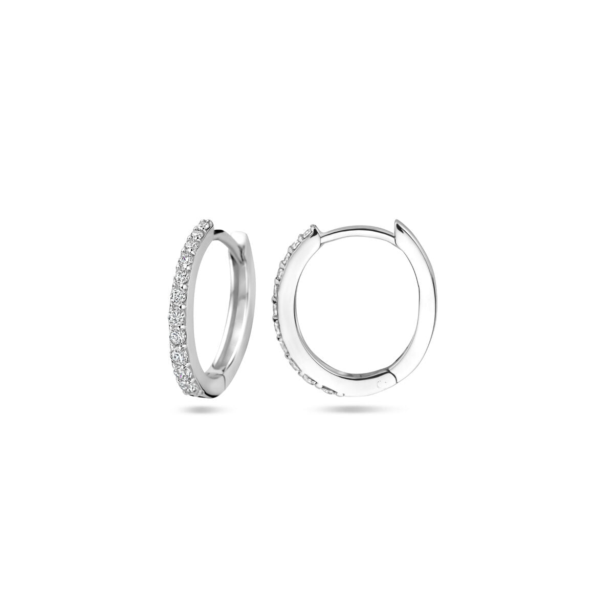 kolczyki koła cyrkonia 14 mm srebro rodowane