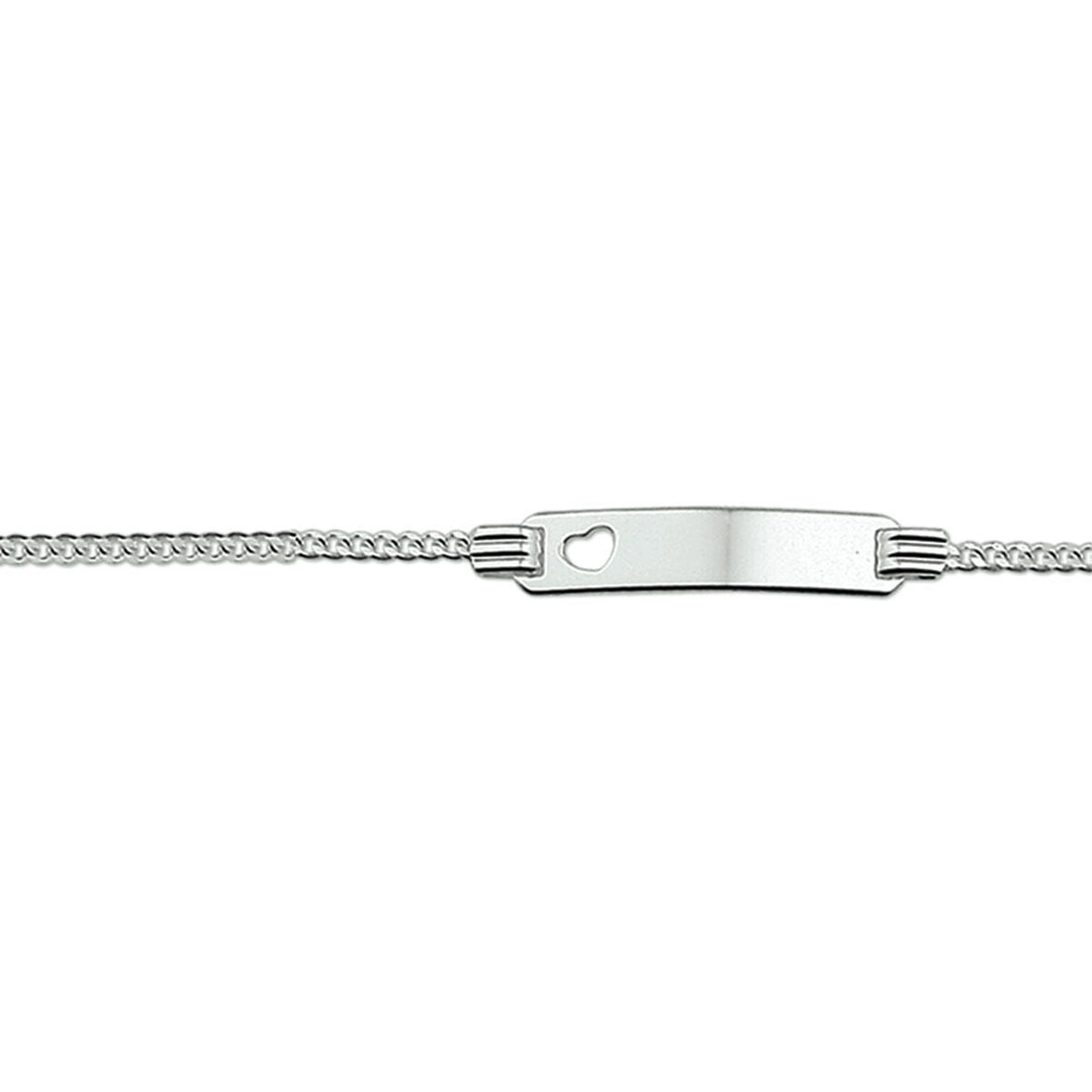 graveerarmband hart gourmet plaat 4,8 mm 11 - 13cm zilver gerhodineerd