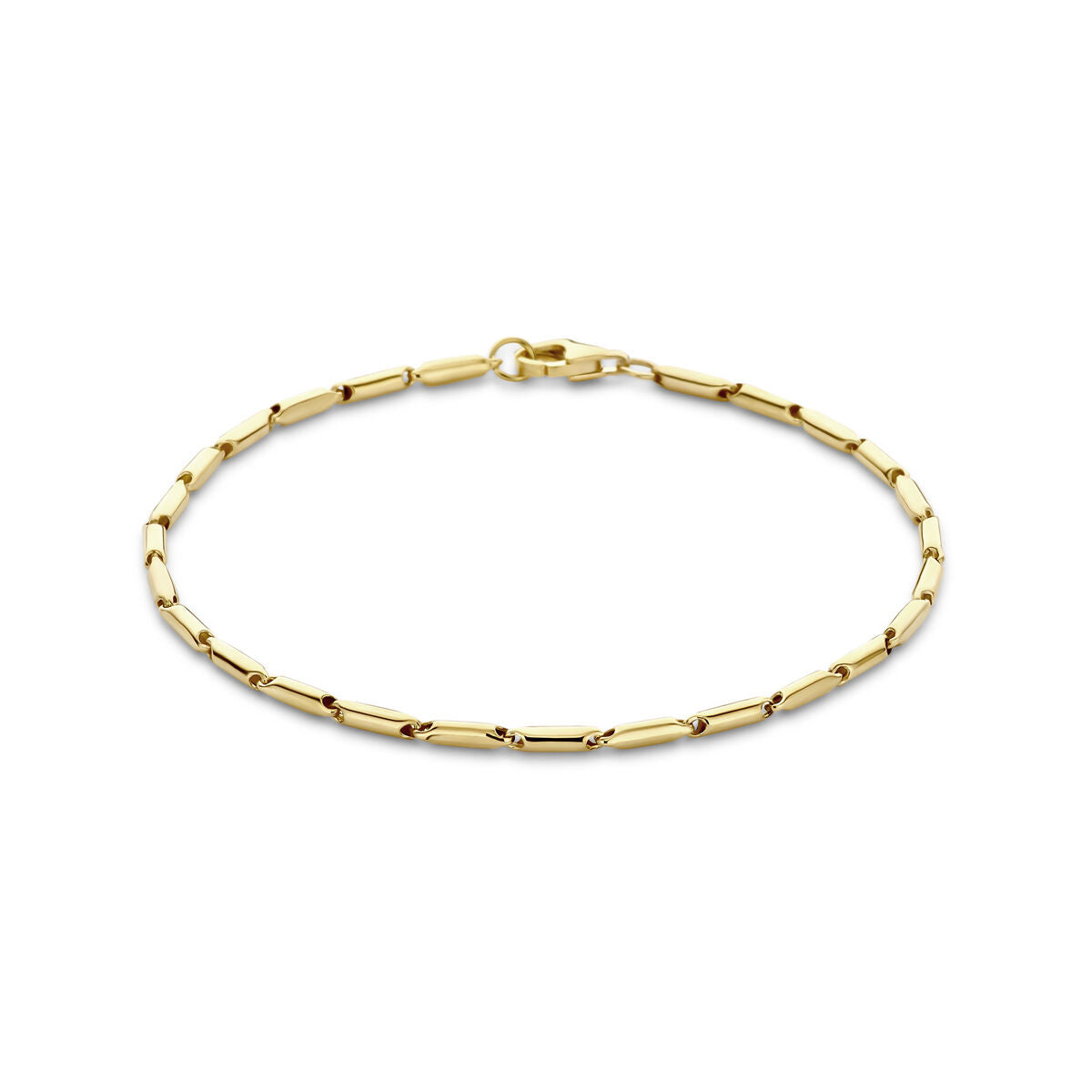 Bransoletka 14K w kolorze żółtego złota o szerokości 1,9 mm i długości 19 cm.
