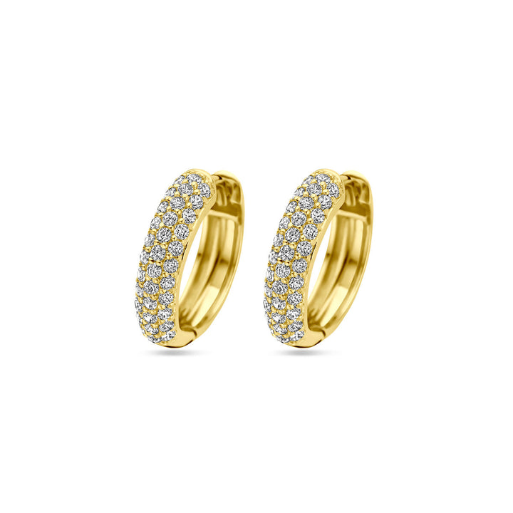 klapoorringen zirkonia 15,5 mm 1 micron zilver verguld (geel)