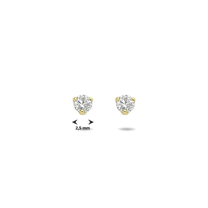 oorknoppen zirkonia 14K geelgoud