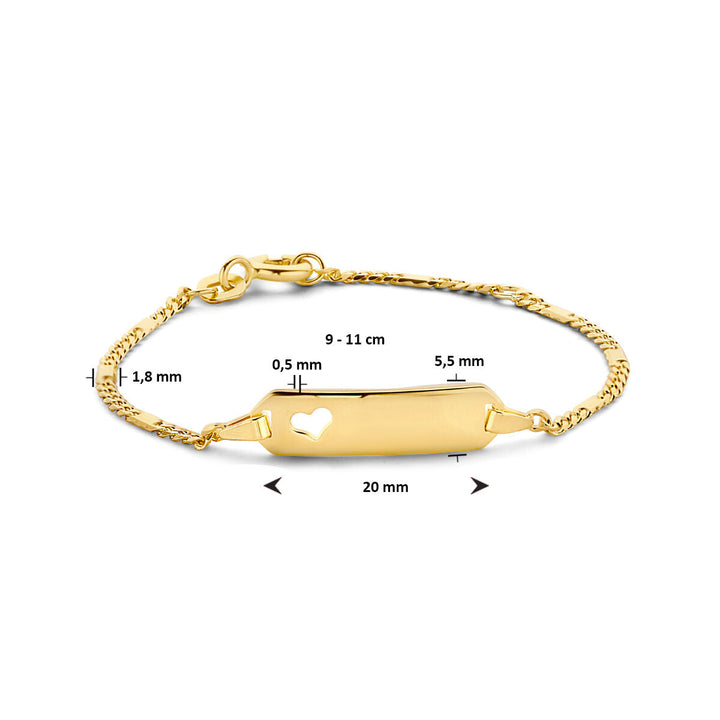 Baby armband goud hart plaat 5,5 mm 14K