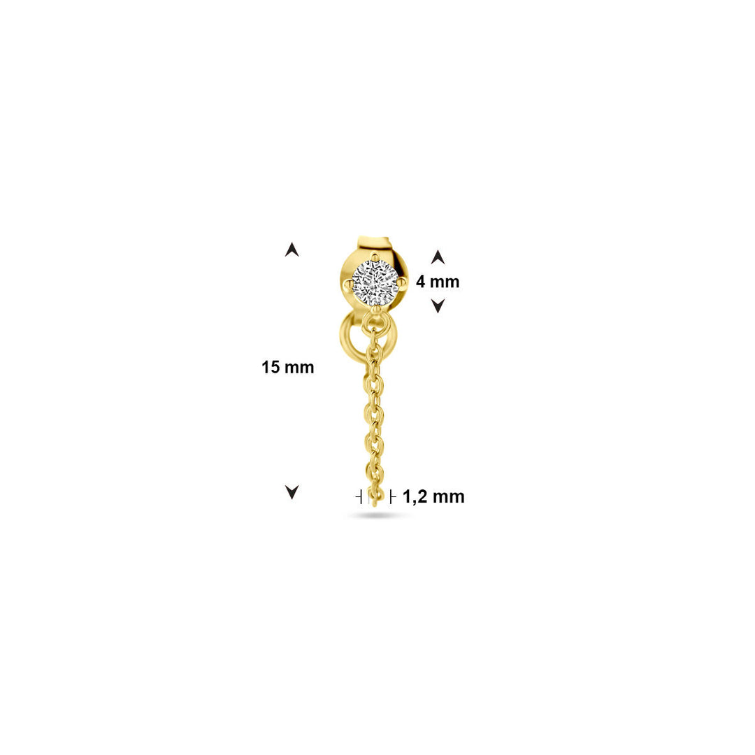 oorknop per stuk zirkonia 1 micron zilver verguld (geel)