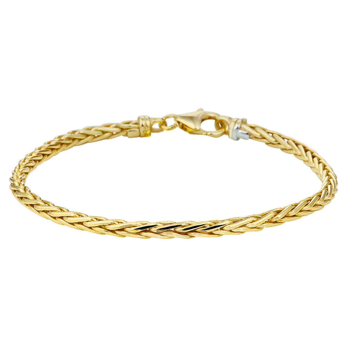 Złota bransoletka damska z srebrnym rdzeniem – 14k Silgold, splot warkoczowy.