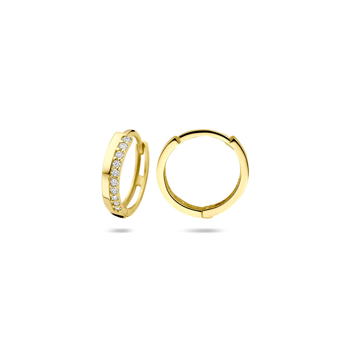 klapoorringen zirkonia 2,5 x 12 mm 14K geelgoud