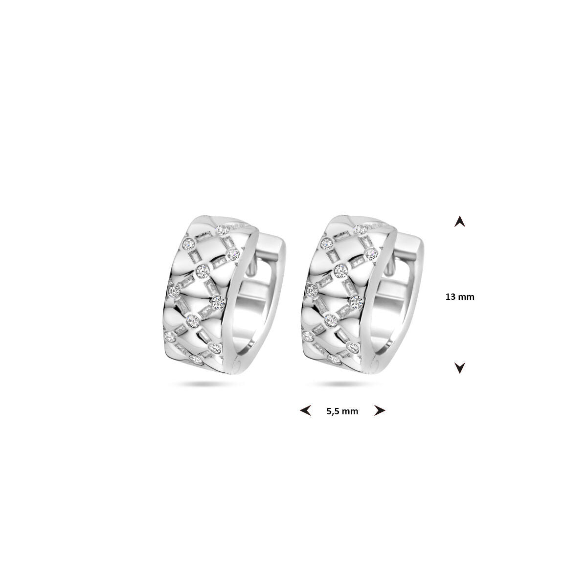kolczyki koła cyrkonia 13 mm srebro rodowane