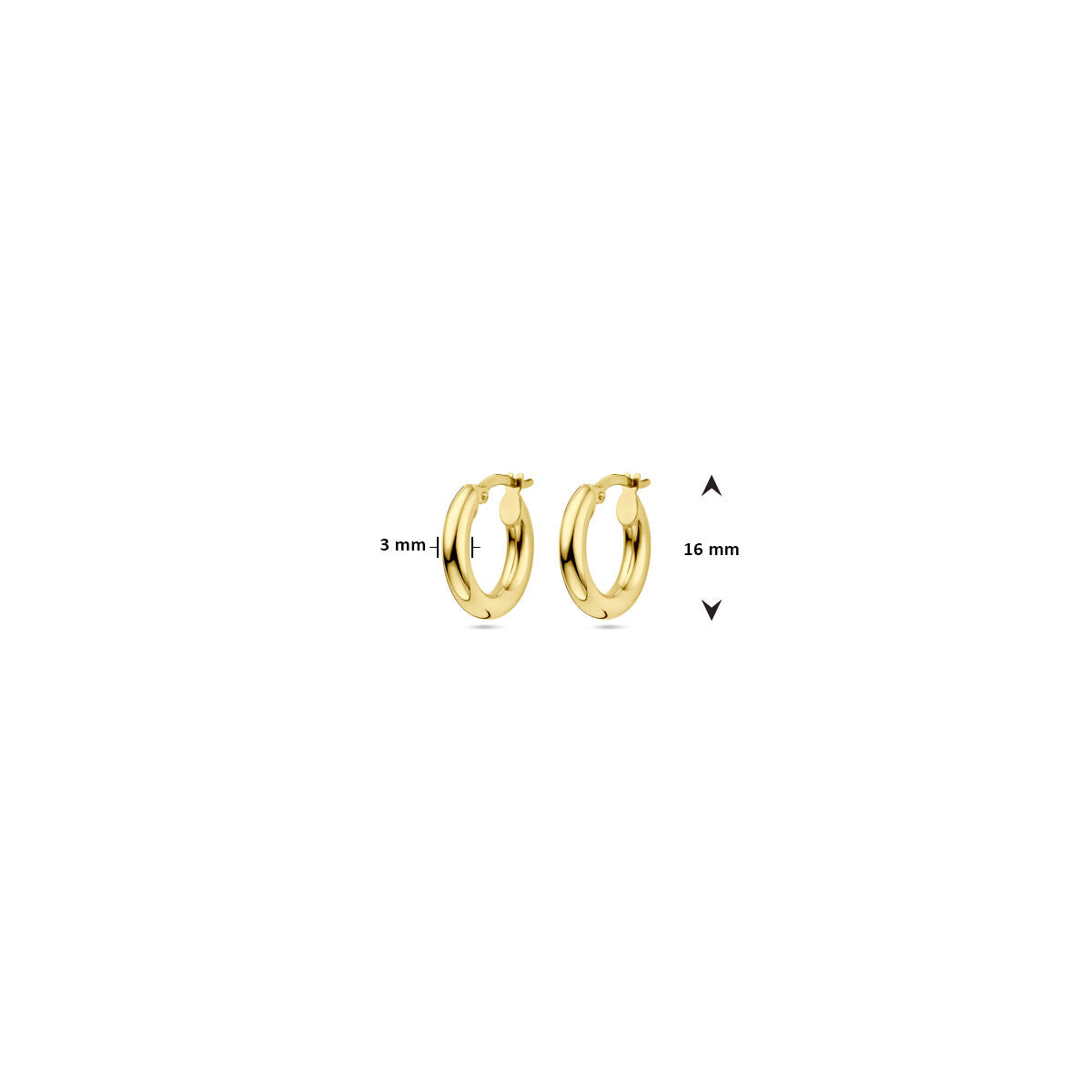 kolczyki koła rurka 14K żółte złoto 3.0mm