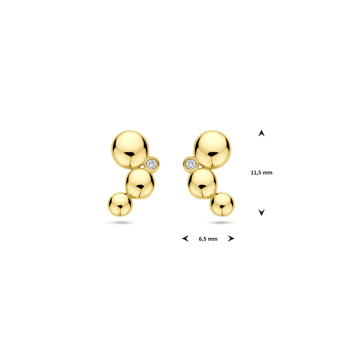 kolczyki wkrętki diament 0.02ct (2x 0.01ct) h si 11,5 mm 14K żółte złoto