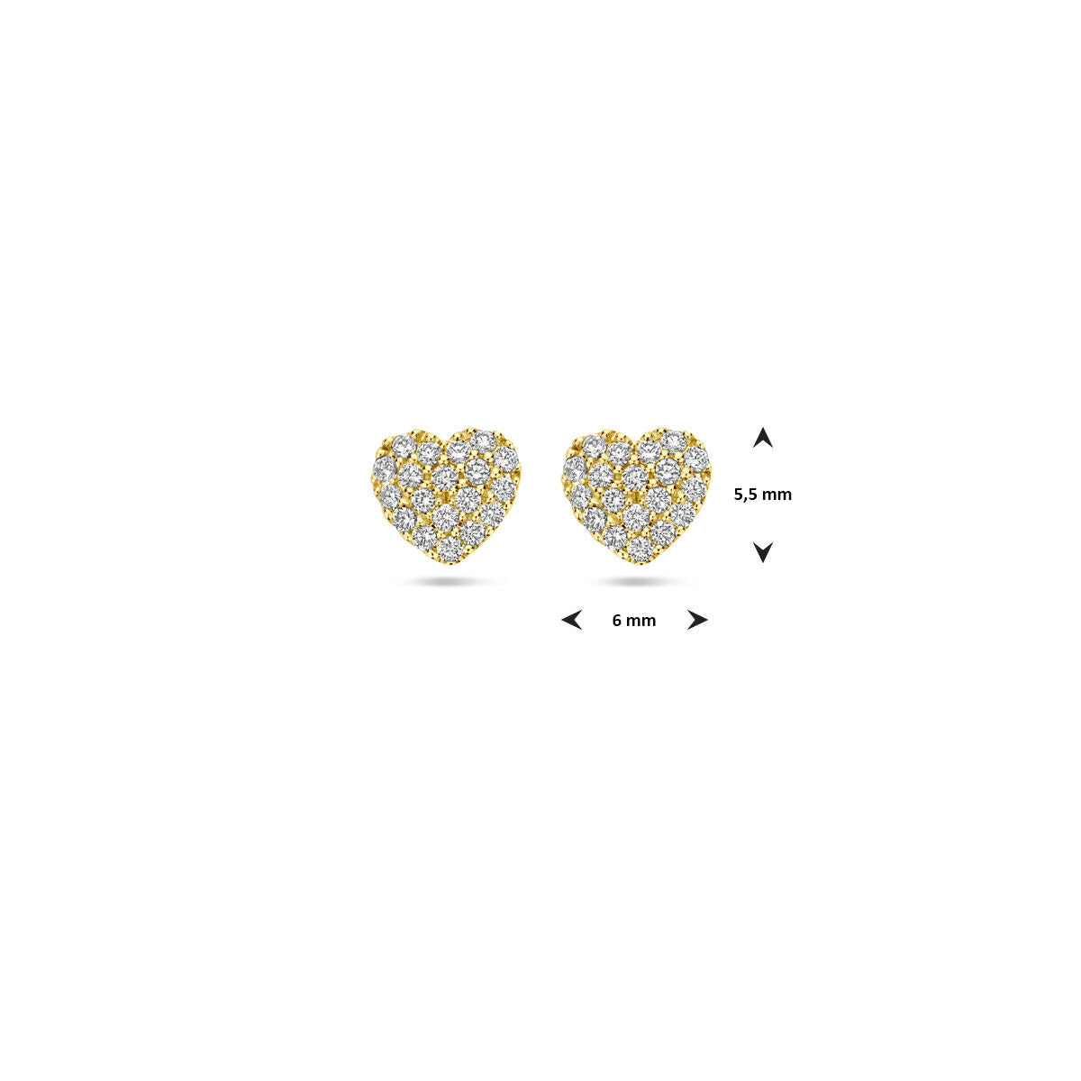 kolczyki wkrętki serce diament 0.18ct (2x 0.09ct) h si 5,5 mm 14K żółte złoto