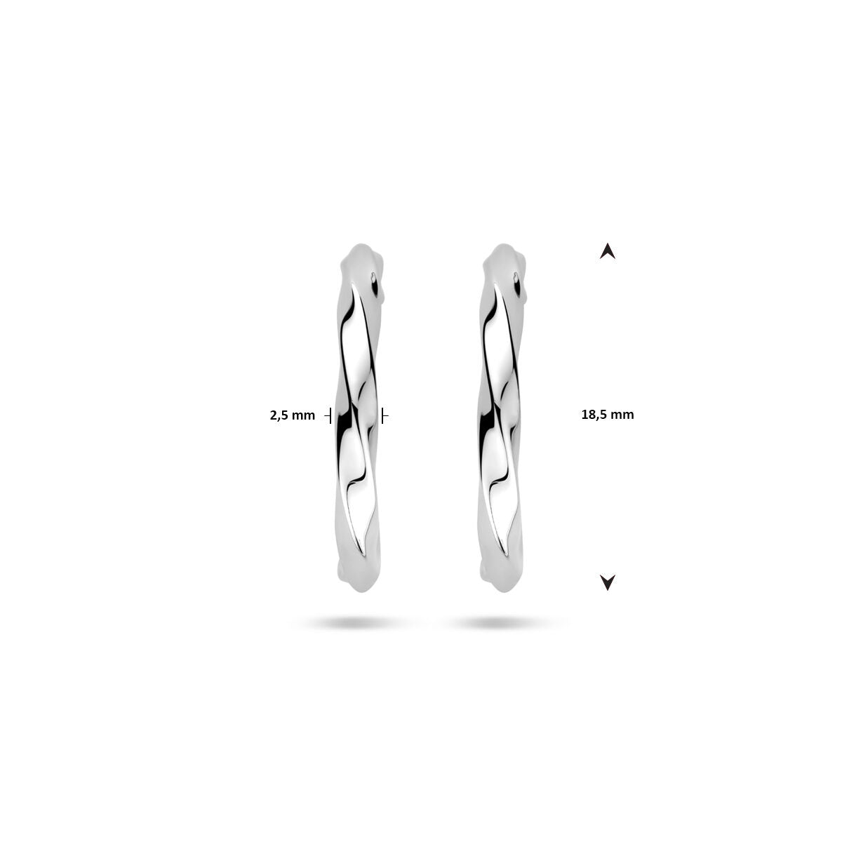 stekerożki skręcone 18,5 mm srebro rodowane