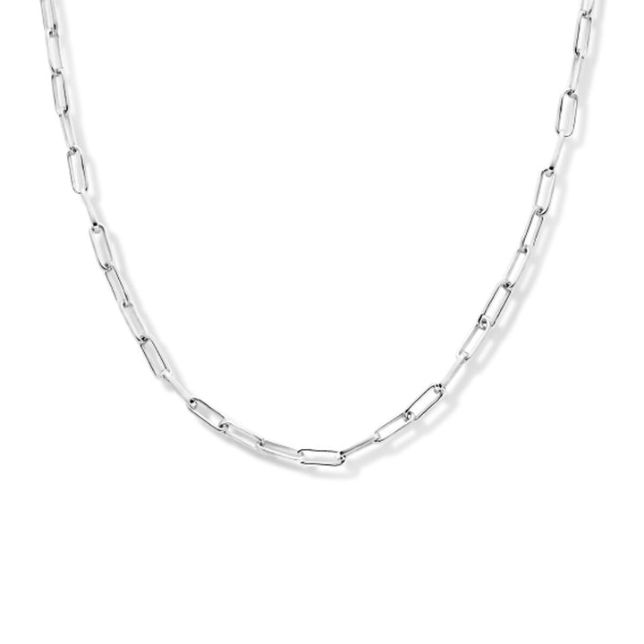 Zilveren ketting dames paperclip vierkante buis gerhodineerd