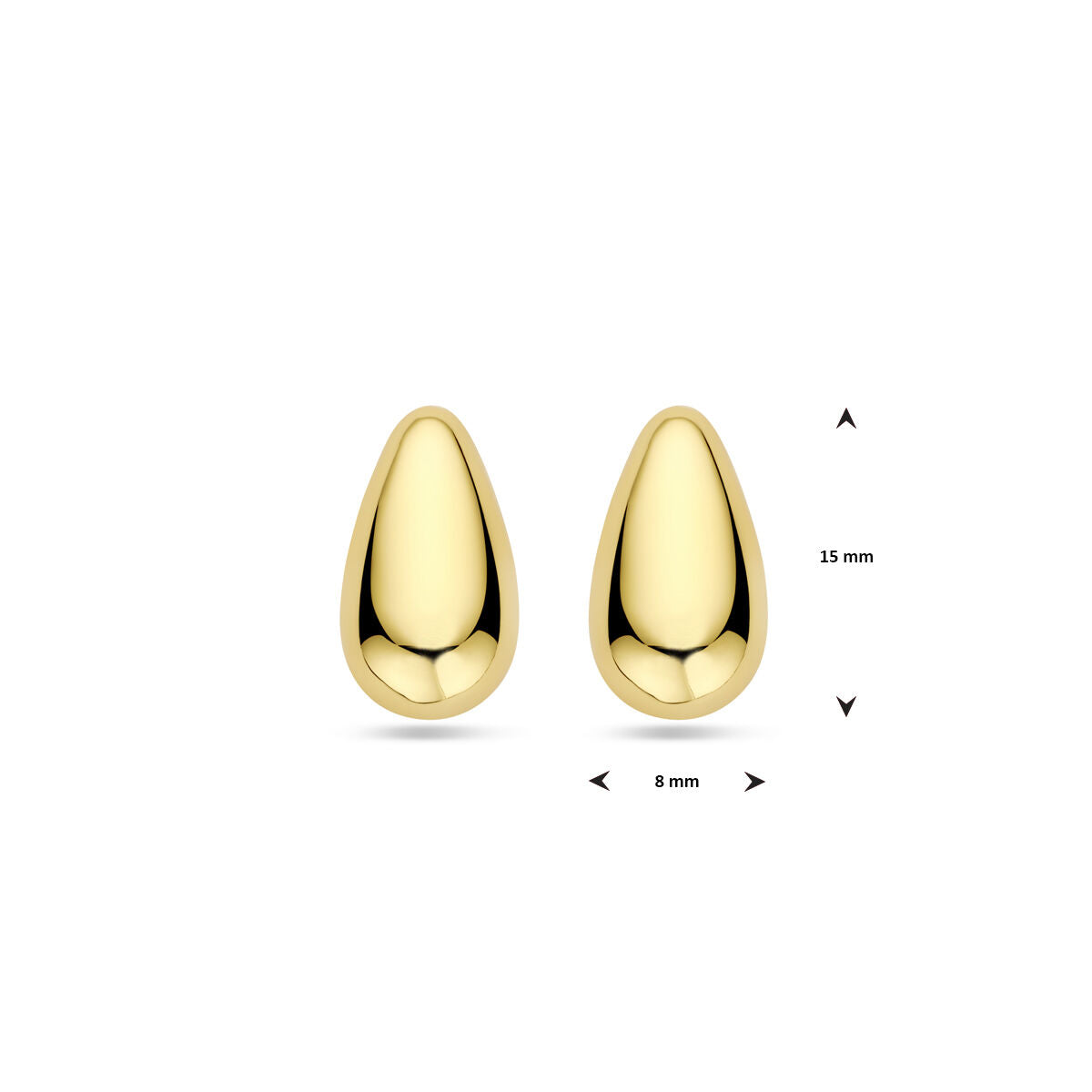 kolczyki wkrętki kropla 15 mm 1 mikron srebro pozłacany (żółte)