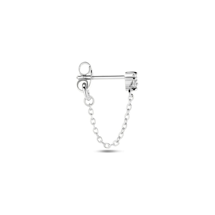 oorknop per stuk zirkonia zilver gerhodineerd