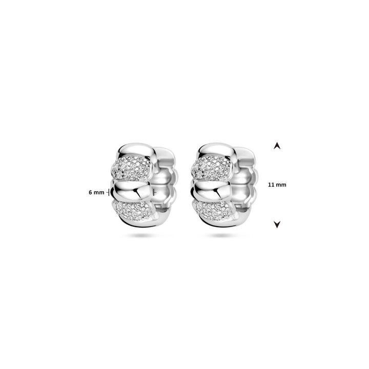 klapoorringen zirkonia 11 mm zilver gerhodineerd