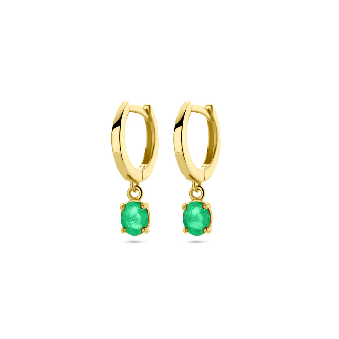 klapoorringen smaragd 19 mm 14K geelgoud