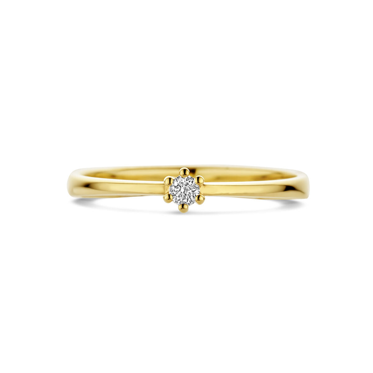 pierścionek diament 0.05ct h si 14K żółte złoto