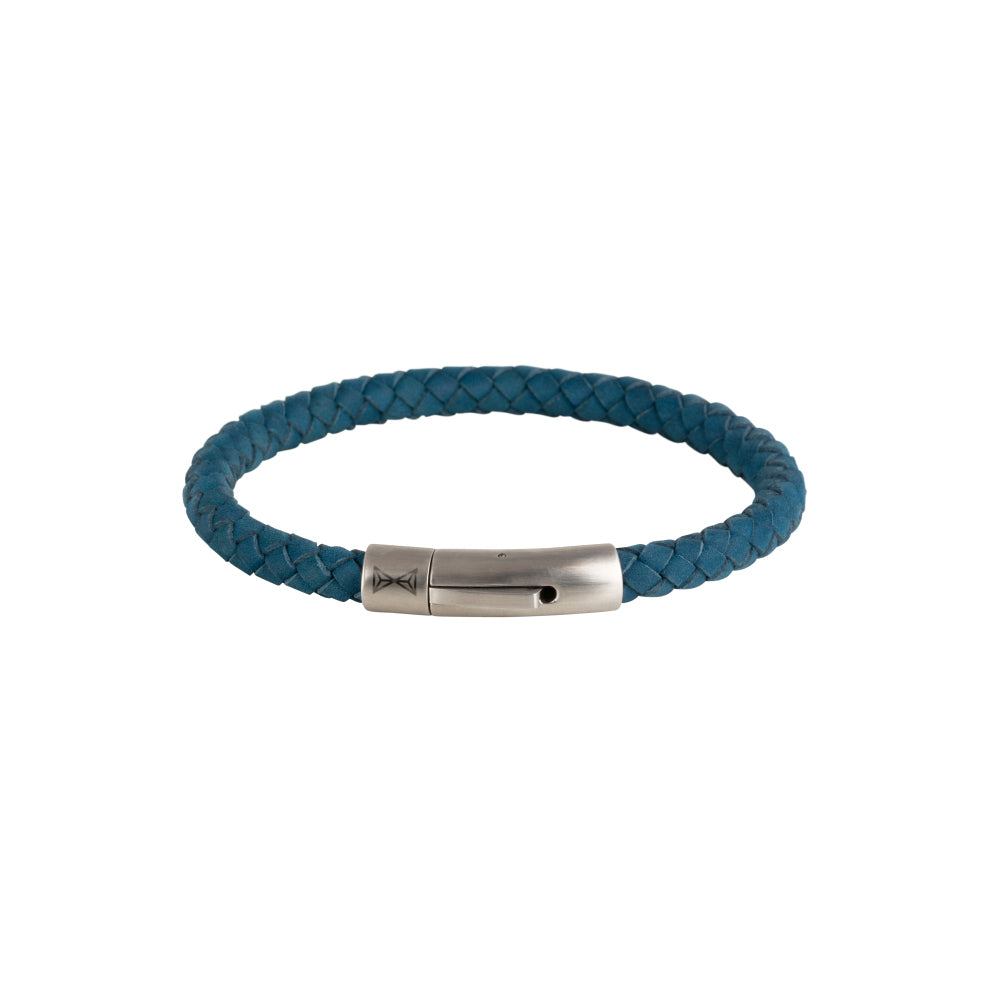 Leren armband heren - Iron Single String Navy Blue