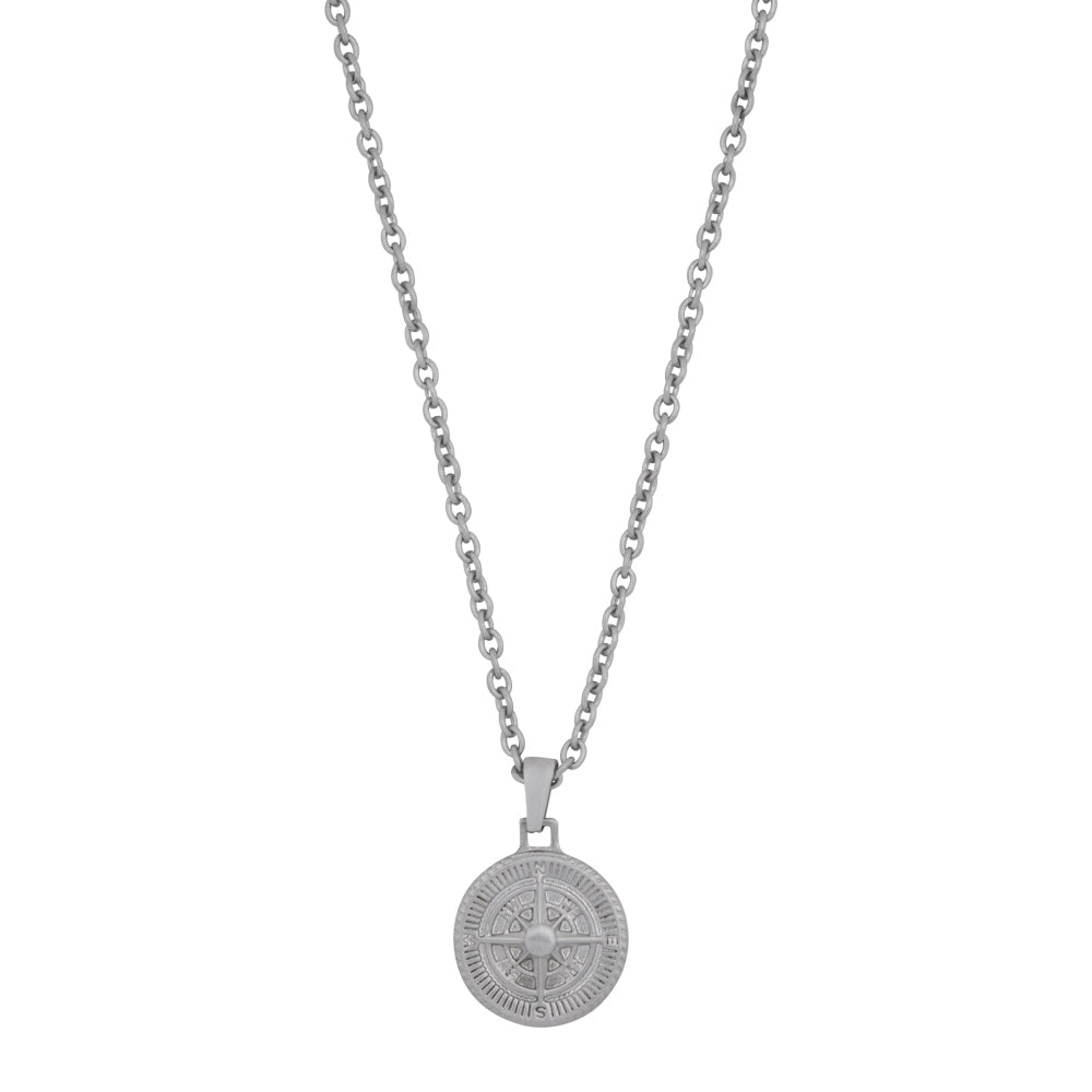 Zilveren ketting heren - Necklace Boussole - Inox