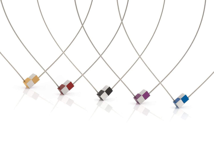 Collier Twee kubusjes Paars C205P