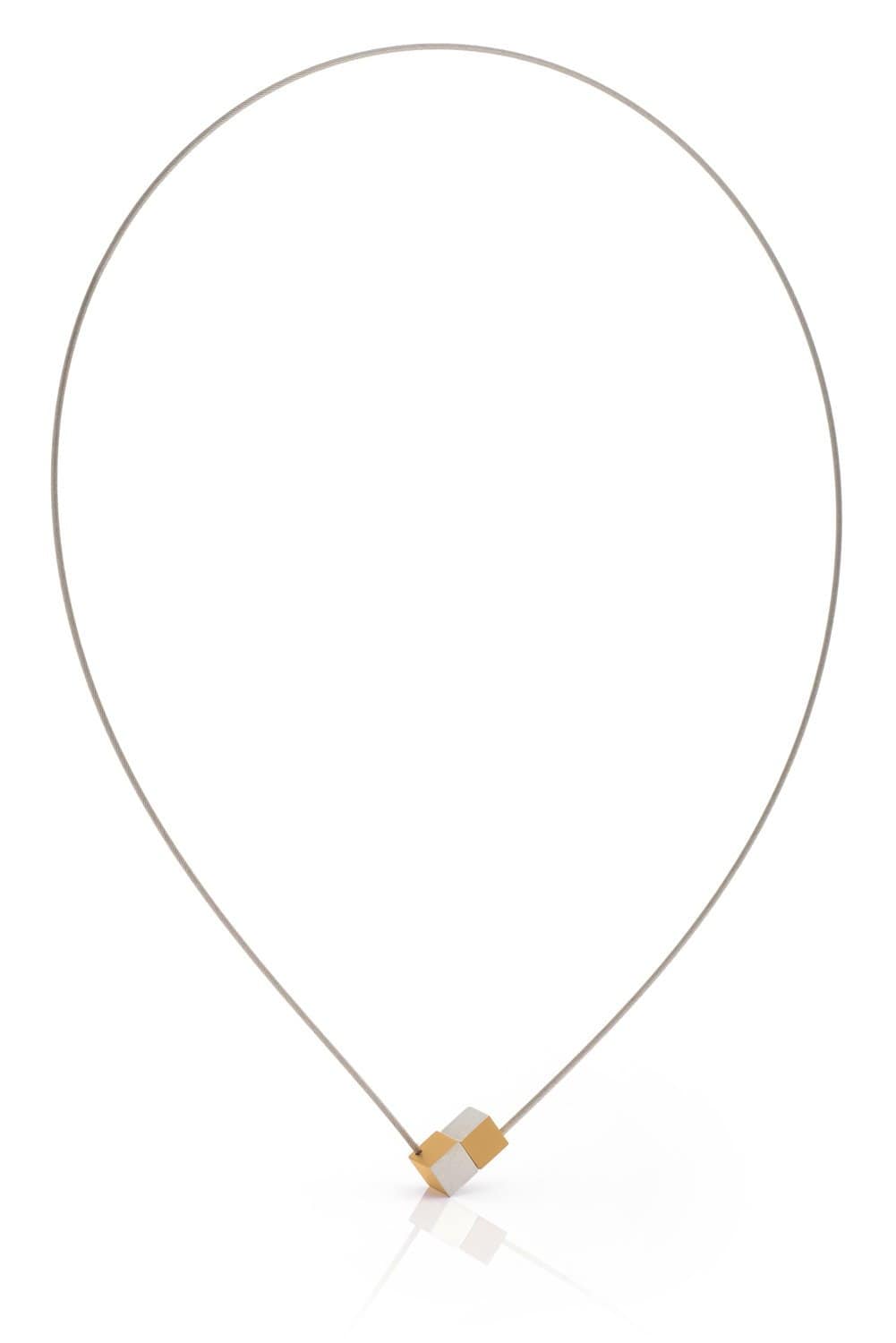 Collier Twee kubusjes Goudkleurig|Geel C205G