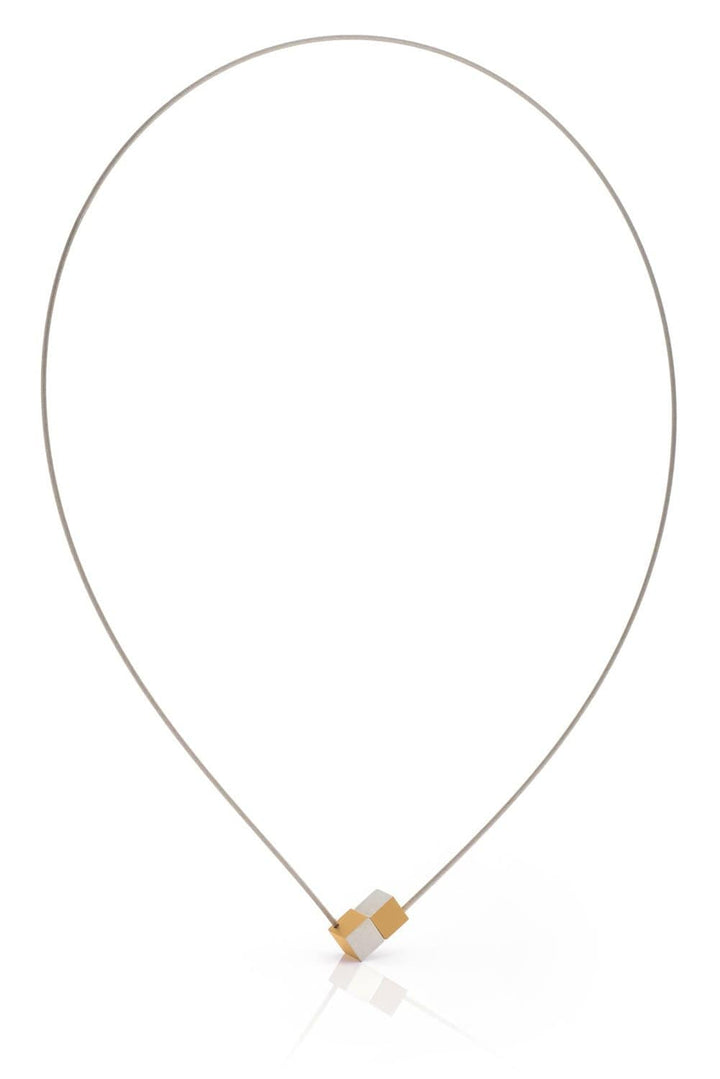 Collier Twee kubusjes Goudkleurig|Geel C205G