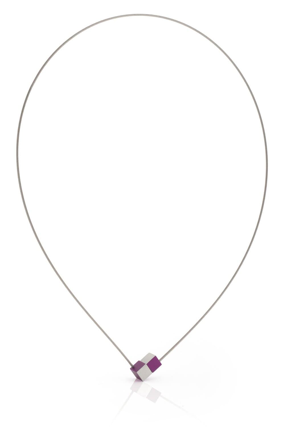 Collier Twee kubusjes Paars C205P