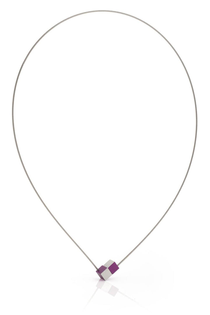 Collier Twee kubusjes Paars C205P