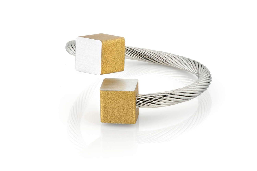 Ring Kubusjes Goudkleurig|Geel R4G