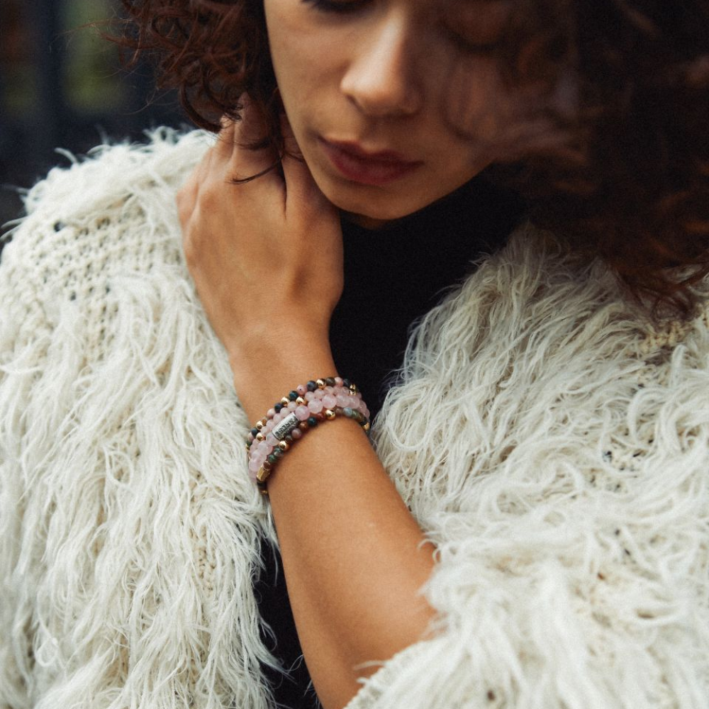 Indian Summer - 18 ct żółte złoto pozłacany - 4mm - Bransoletka Damska z koralikami