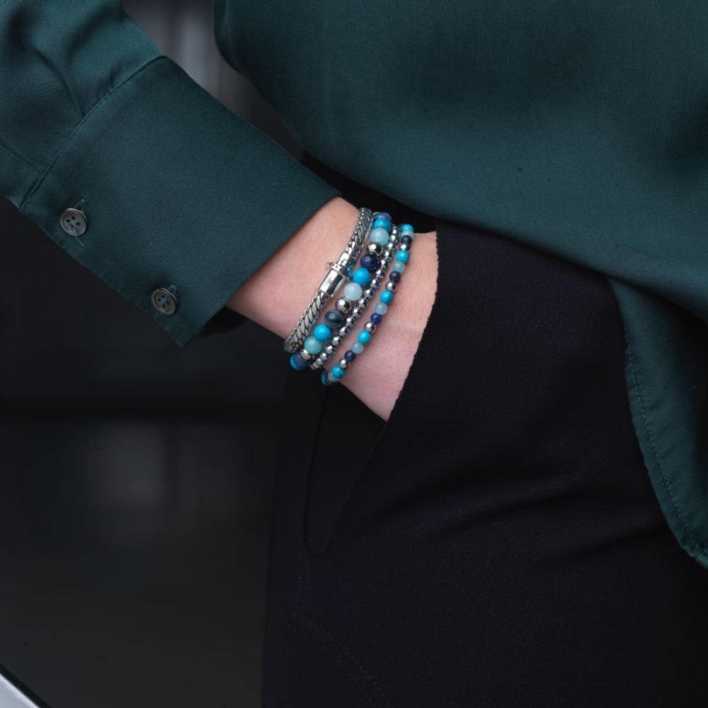 Niebieskie Letnie Wibracje - 4mm - Bransoletka Damska
