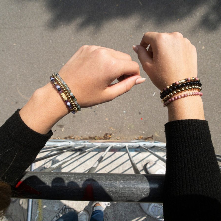 Winter Glow - 18 ct yellow gold ionplated - 6mm - Kralen Armband Dames