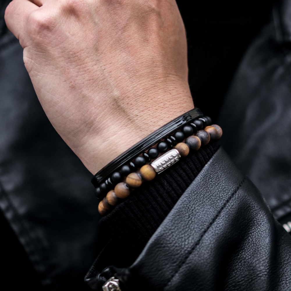 koraliki All-Black - 6mm - Męska bransoletka z koralików